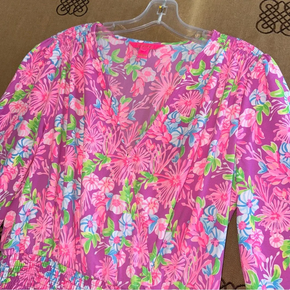 Lilly Pulitzer Cristiana Stretch Dress Moms The Word Amethyst Size 12 - Picture 8 of 16